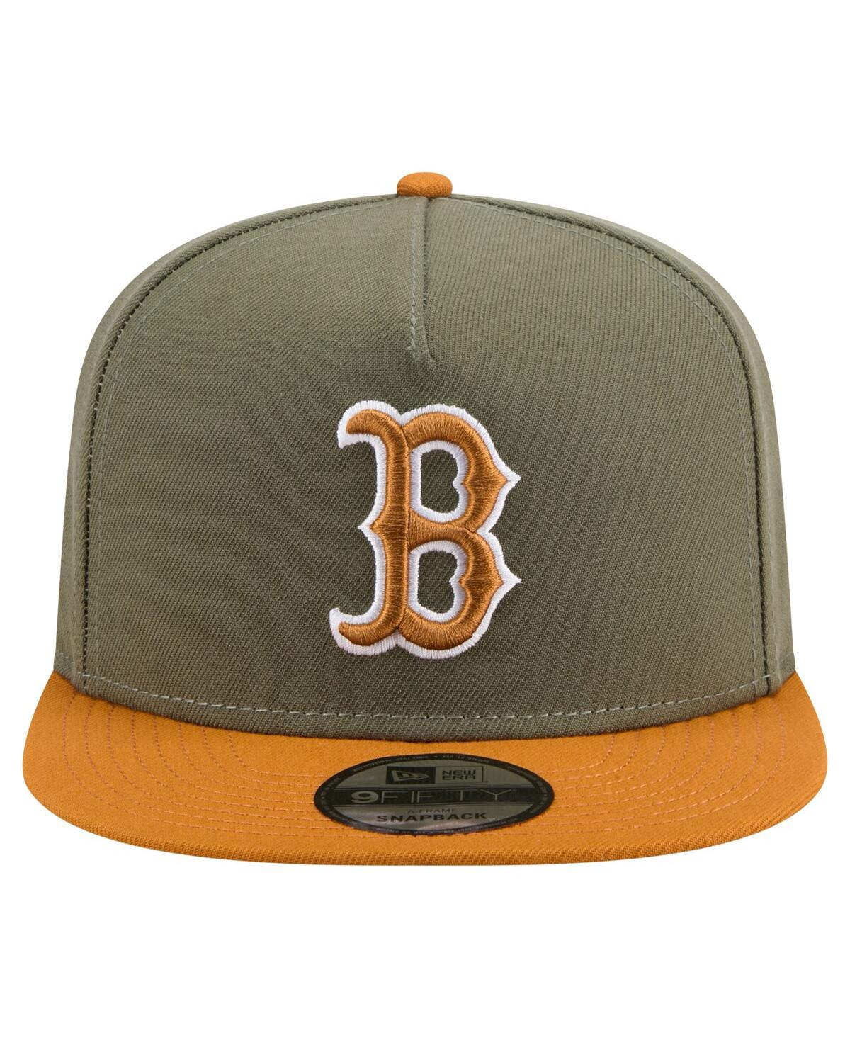 New Era Men's Olive/brown Boston Red Sox Color Pack A-frame 9fifty Snapback Hat In Multi