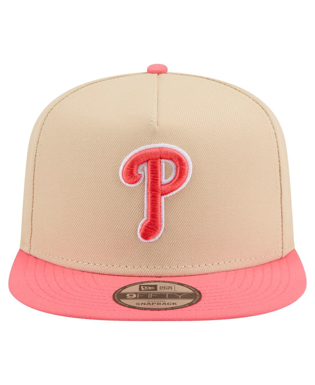 New Era Men's Light Beige/coral Philadelphia Phillies Color Pack A-frame 9fifty Snapback Hat In Neutral