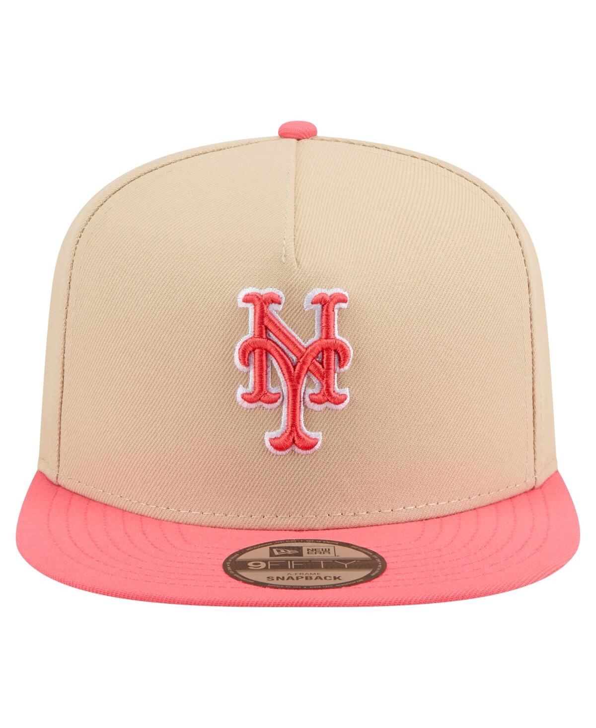 New Era Men's Light Beige/coral New York Mets Color Pack A-frame 9fifty Snapback Hat In Neutral