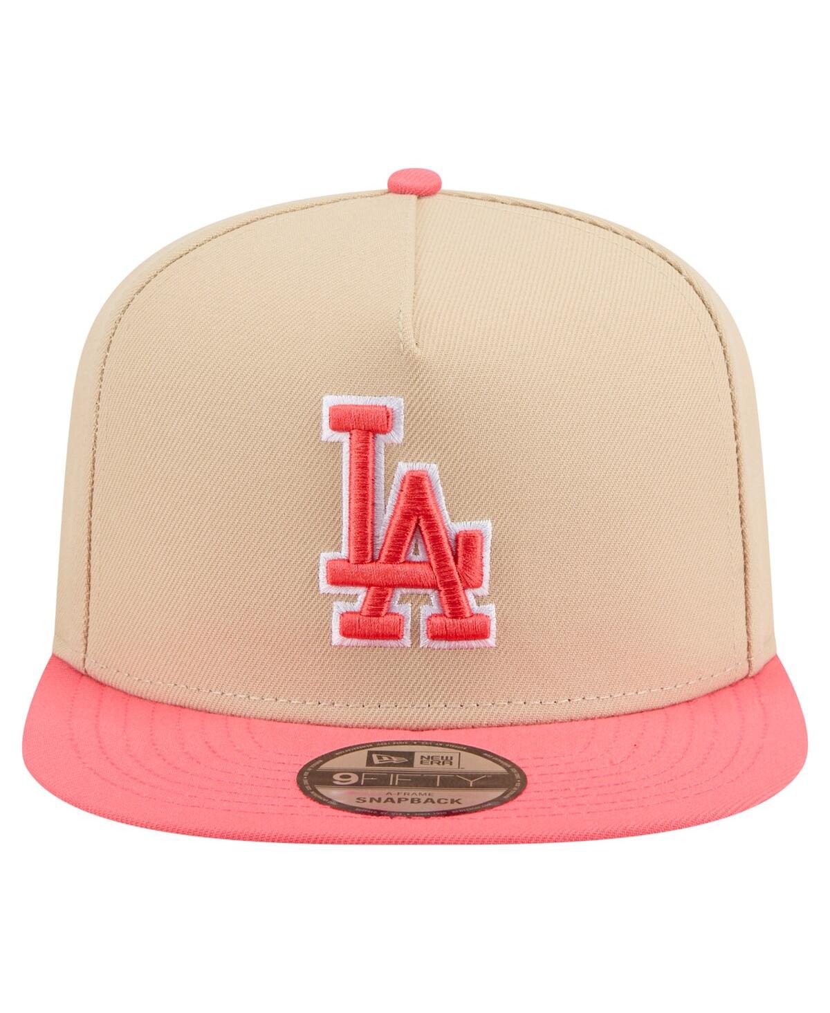 New Era Men's Light Beige/coral Los Angeles Dodgers Color Pack A-frame 9fifty Snapback Hat