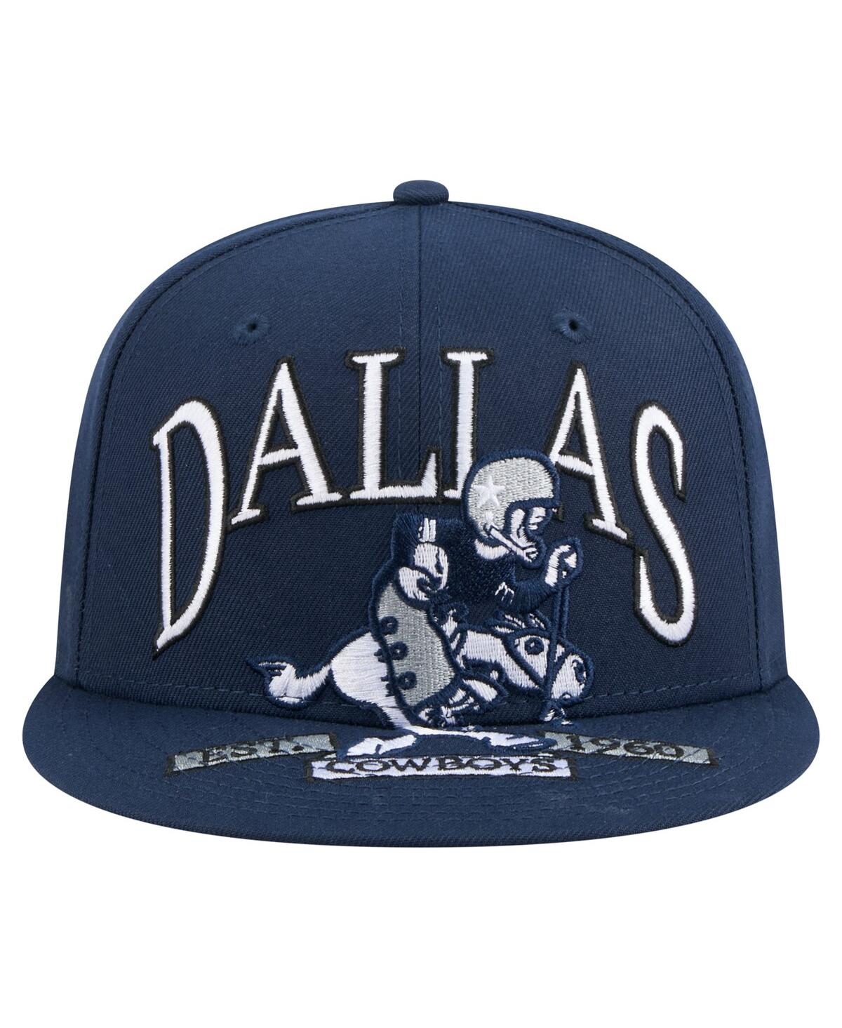 New Era Men's Navy Dallas Cowboys Throwback Oversized 59fifty Fitted Hat In Blue