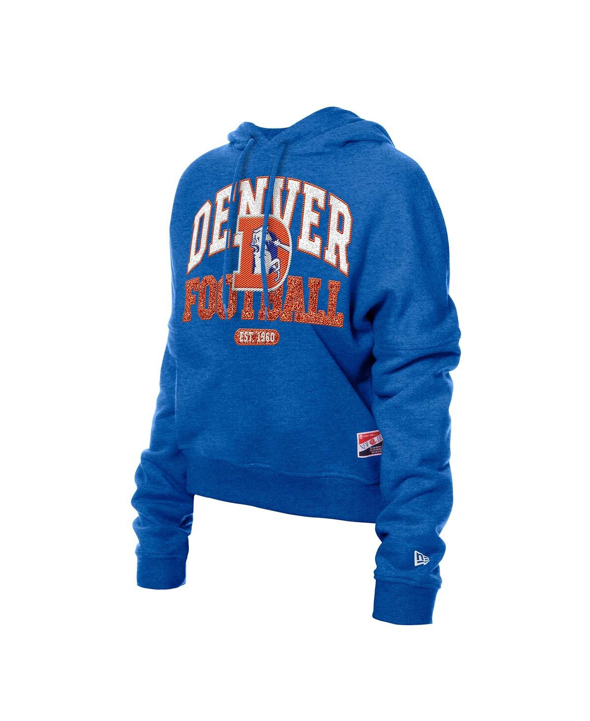 New Era Women's Royal Denver Broncos Throwback Boxy Hoodie Sweatshirt In Blue