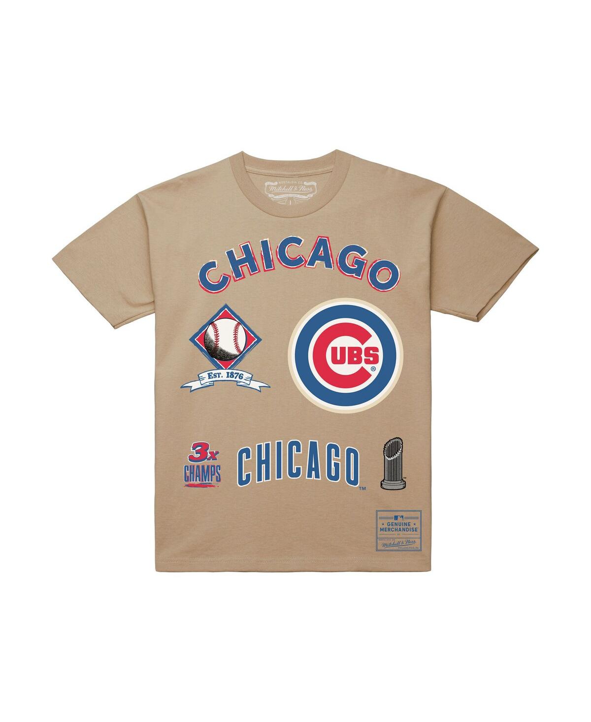 Mitchell & Ness Men'sâ Cream Chicago Cubs Legacy Defined T-shirt In Neutral