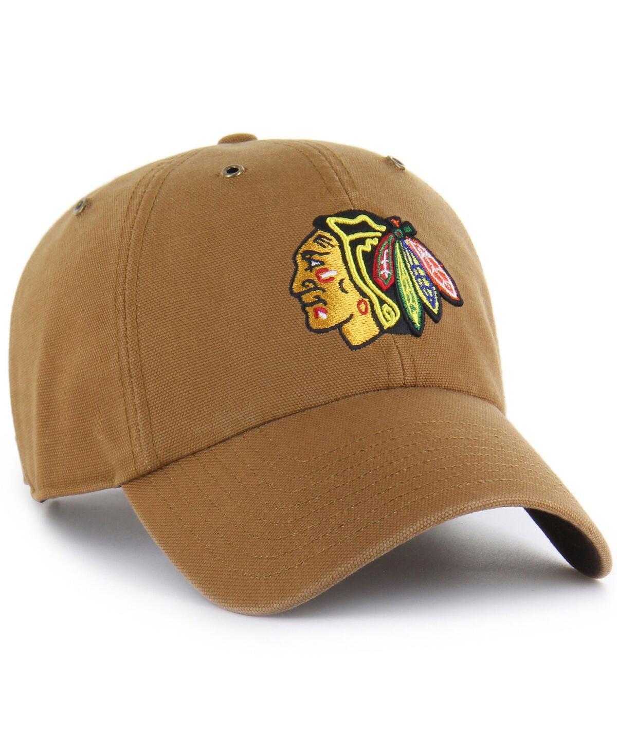 Carhartt X 47 Brand Men's Brown Chicago Blackhawks Clean Up Adjustable Hat In Brown