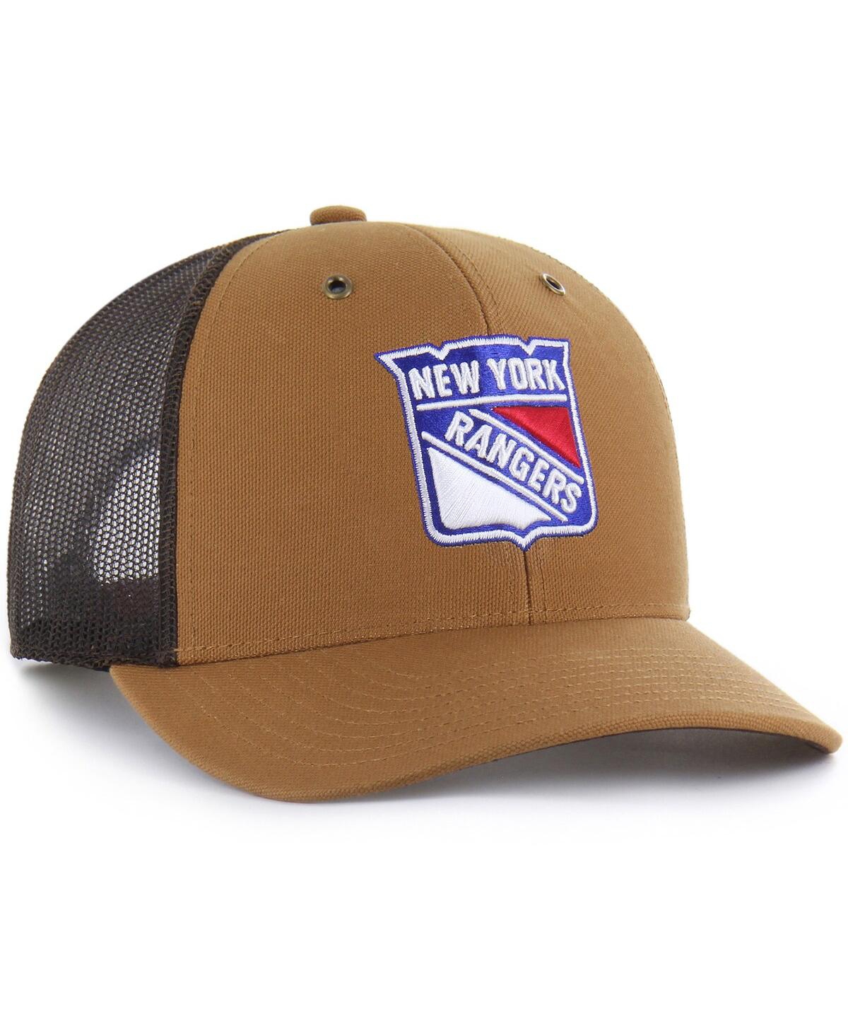 Carhartt X 47 Brand Men's Brown New York Rangers Trucker Adjustable Hat In Brown