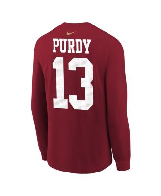 Big Boys and Girls Brock Purdy Scarlet San Francisco 49ers Player Name Number Long Sleeve T-Shirt