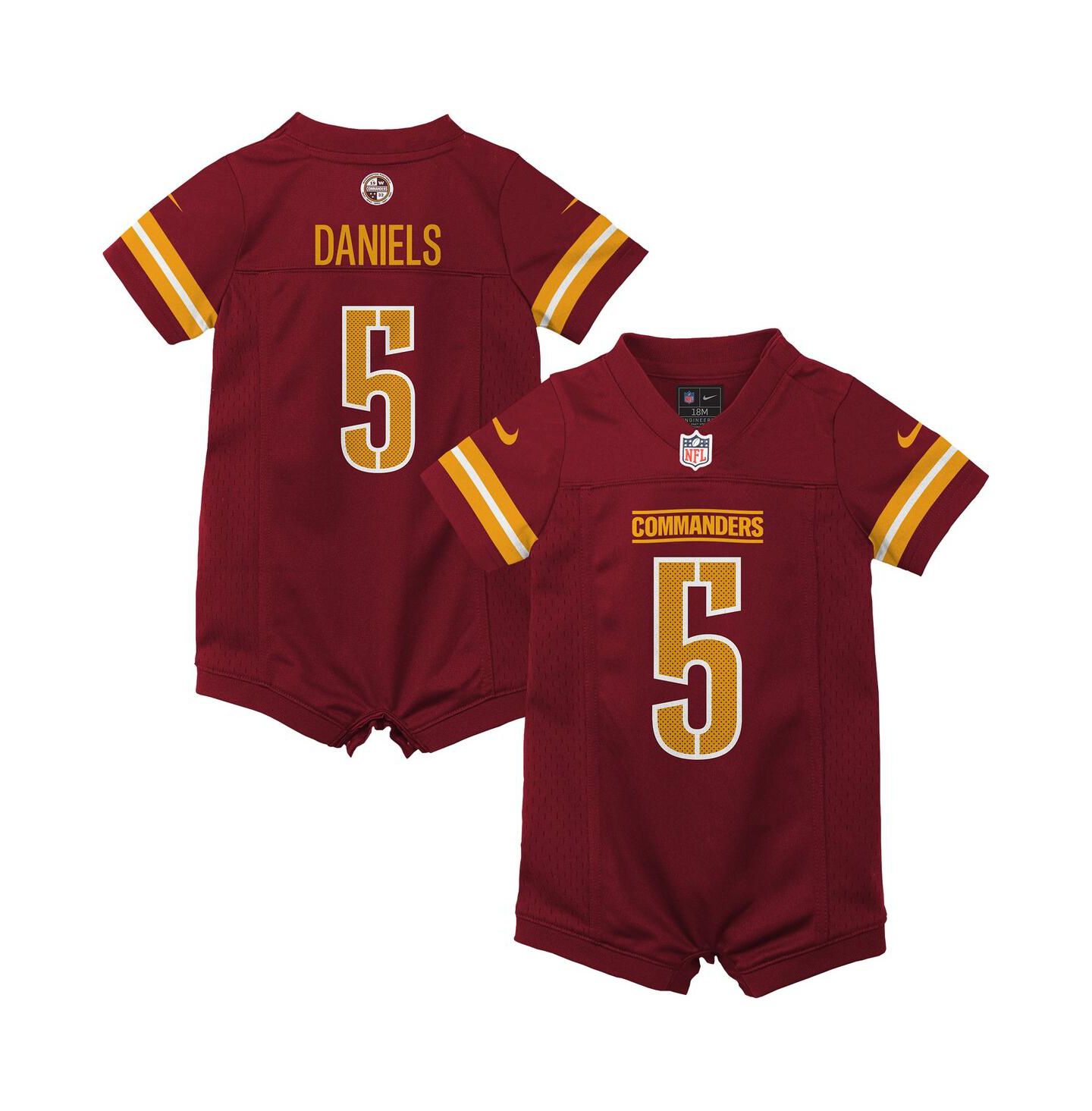 Комбинезон Nike Jayden Daniels Burgundy Washington Commanders Game Romper Jersey для малышей — фото 1