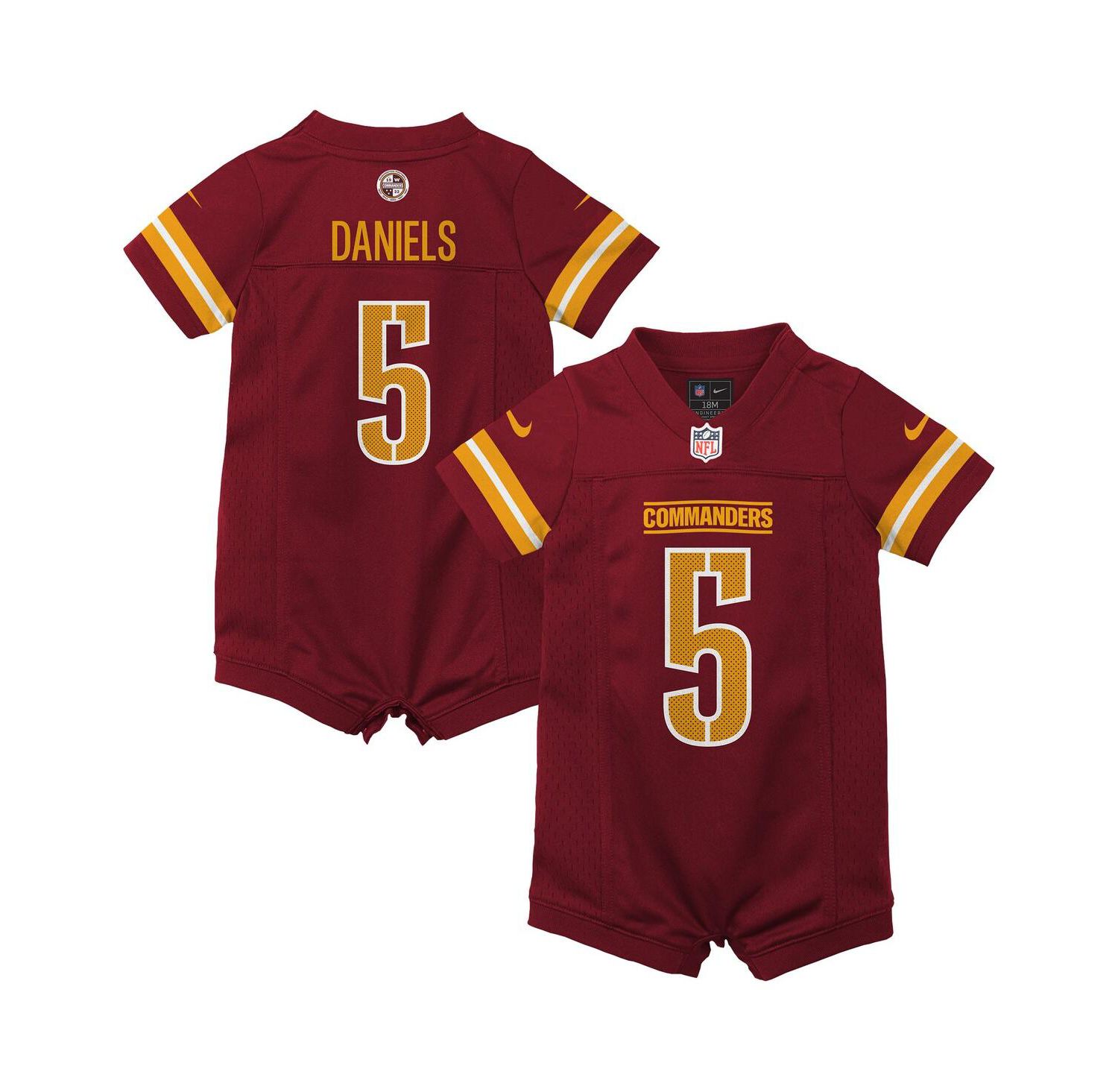 Baby Boys and Girls Jayden Daniels Burgundy Washington Commanders Game Romper Jersey