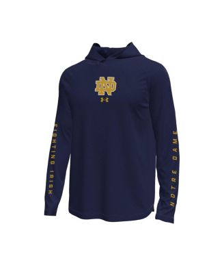 Men's Navy Notre Dame Fighting Irish Tech Stretch Long-Sleeve Hooded T-Shirt