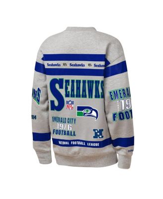 Big Boys and Girls Gray Seattle Seahawks Throwback All-Over Print Fleece Sweatshirt