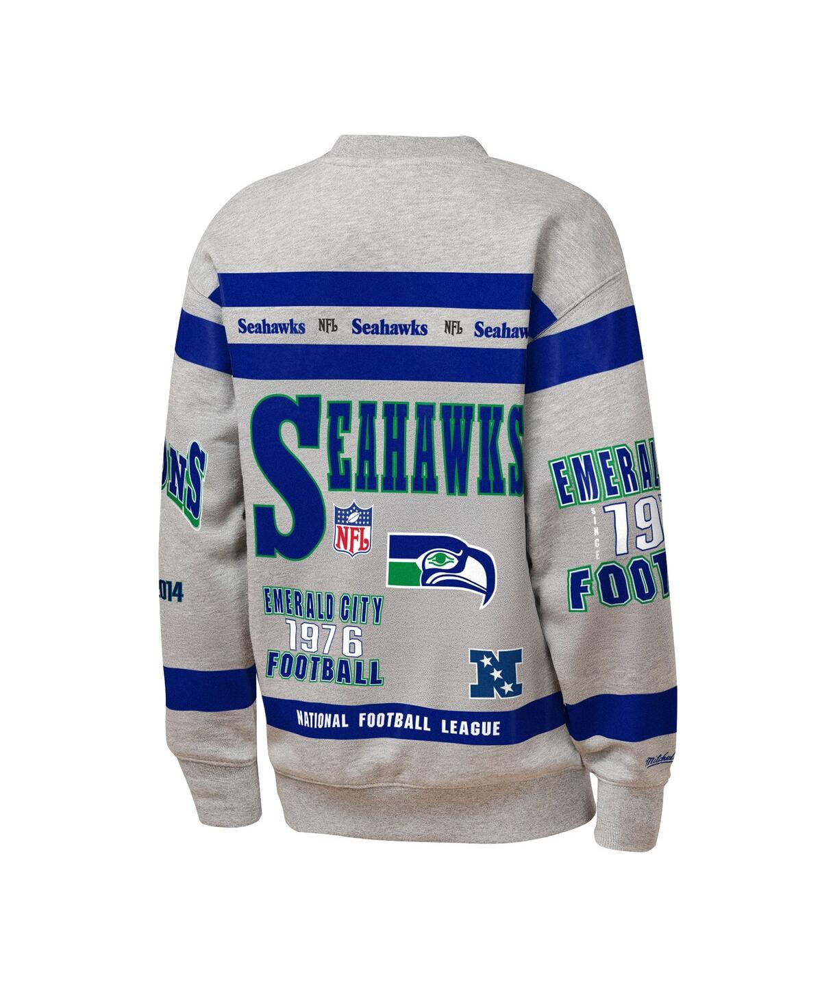 Mitchell & Ness Big Boys And Girls Gray Seattle Seahawks Throwback All-over Print Fleece Sweatshirt In Gray