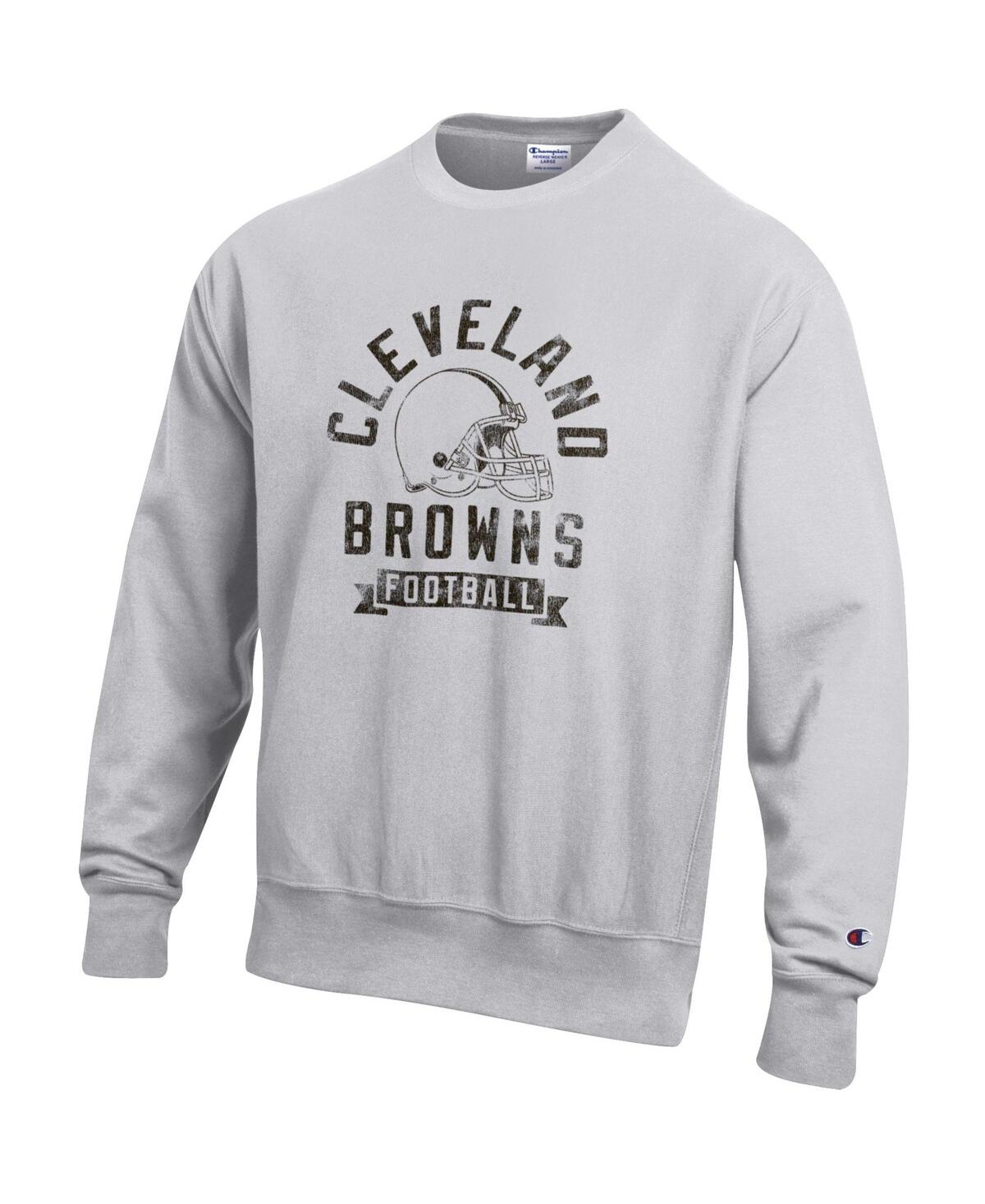 Champion Men's Heather Gray Cleveland Browns Reverse Weave Fleece Pullover Sweatshirt In Gold