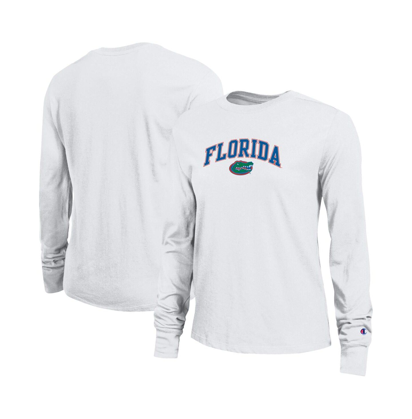 Женская футболка Champion White Florida Gators Arch Over Logo Long Sleeve — фото 1