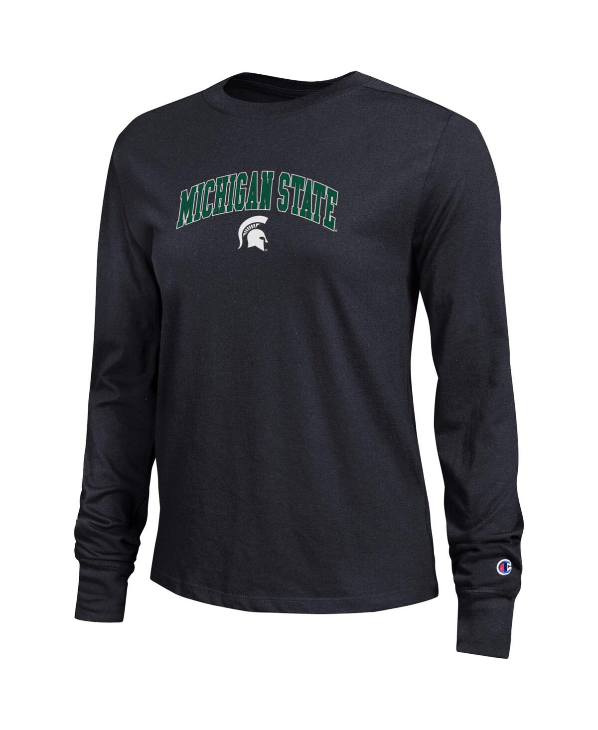 Champion Women's Black Michigan State Spartans Arch Over Logo Long Sleeve T-shirt In Black