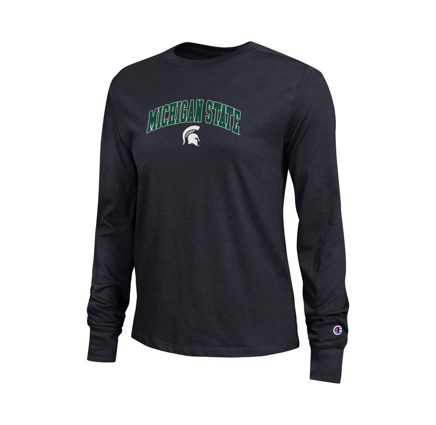 Women's Black Michigan State Spartans Arch Over Logo Long Sleeve T-Shirt
