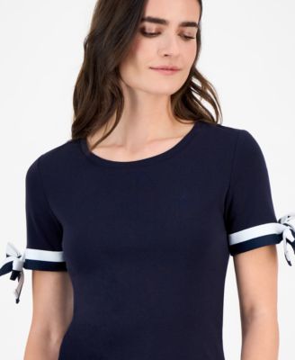 Nautica Women's Cotton Tie-Sleeve Top