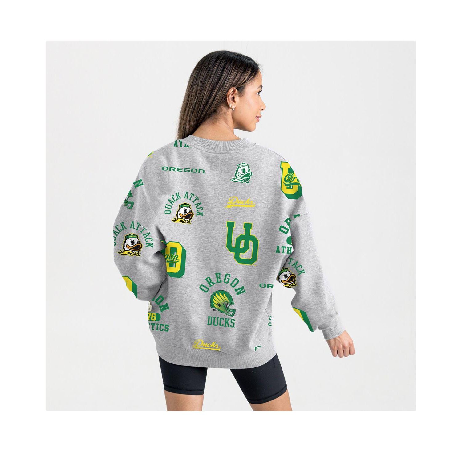 Women's Gray Oregon Ducks Always on Repeat Fleece Sweatshirt