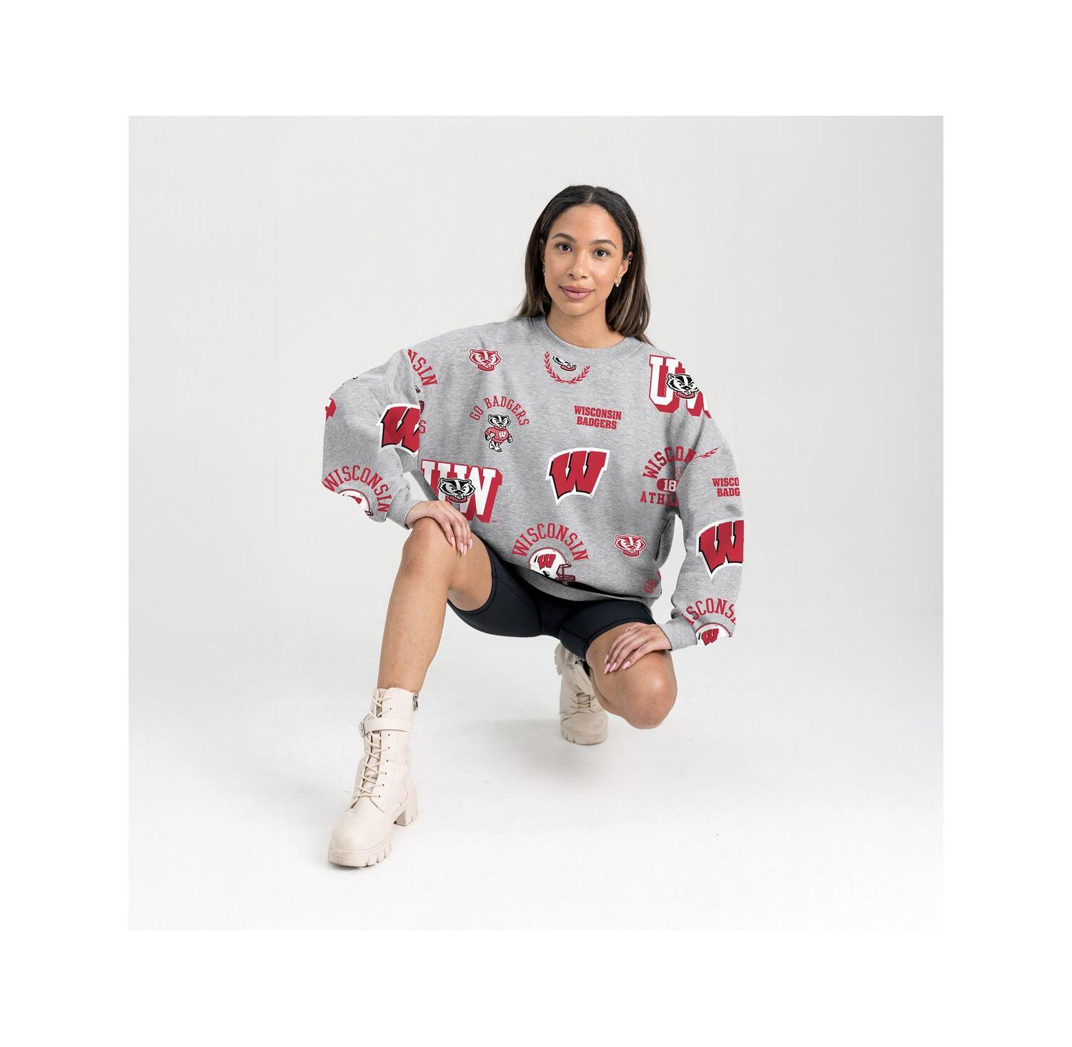Women's Gray Wisconsin Badgers Always on Repeat Fleece Sweatshirt