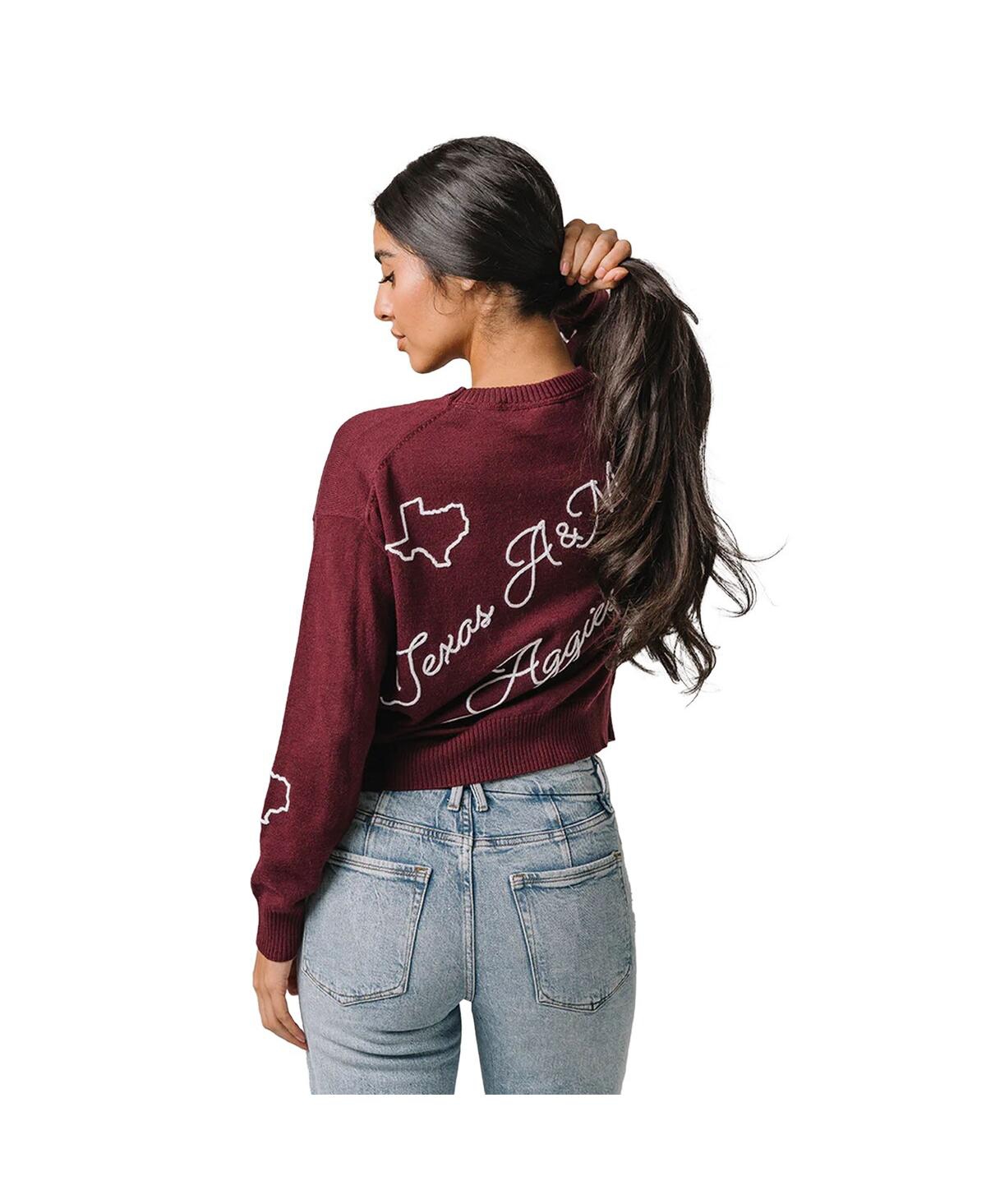 Kadyluxe Women's Maroon Texas A & M Aggies Love Note Embroidered Pullover Sweater In Burgundy