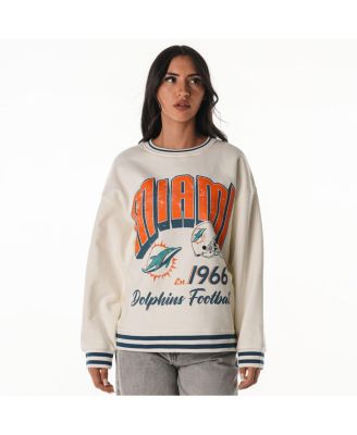 Women's Cream Miami Dolphins Oversized Vintage French Terry Sweatshirt
