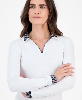 Women's Double-Collar Long-Sleeve Top