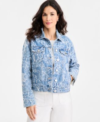 Women's Denim Jacquard Trucker Jacket, Macy's Exclusive