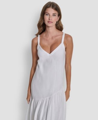 Women's Shirred Sleeveless V-Neck Dress