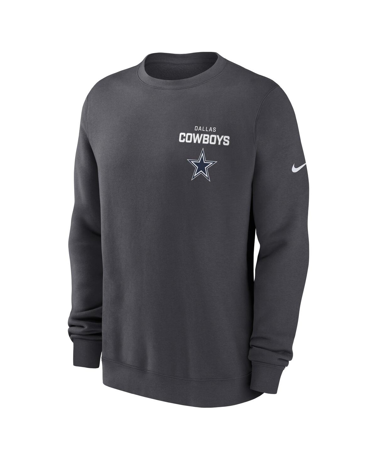 Nike Navy Dallas Cowboys Primetime Club Fleece Pullover Sweatshirt In Gray