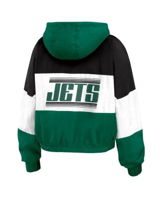 Women's Green/Black New York Jets Plus Size Color Block Full-Zip Windbreaker Jacket