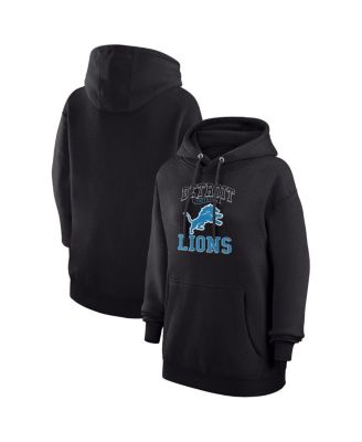 G-III 4Her by Carl Banks - Women's Black Detroit Lions Team Logo Graphic Fleece Tri-Blend Pullover Hoodie