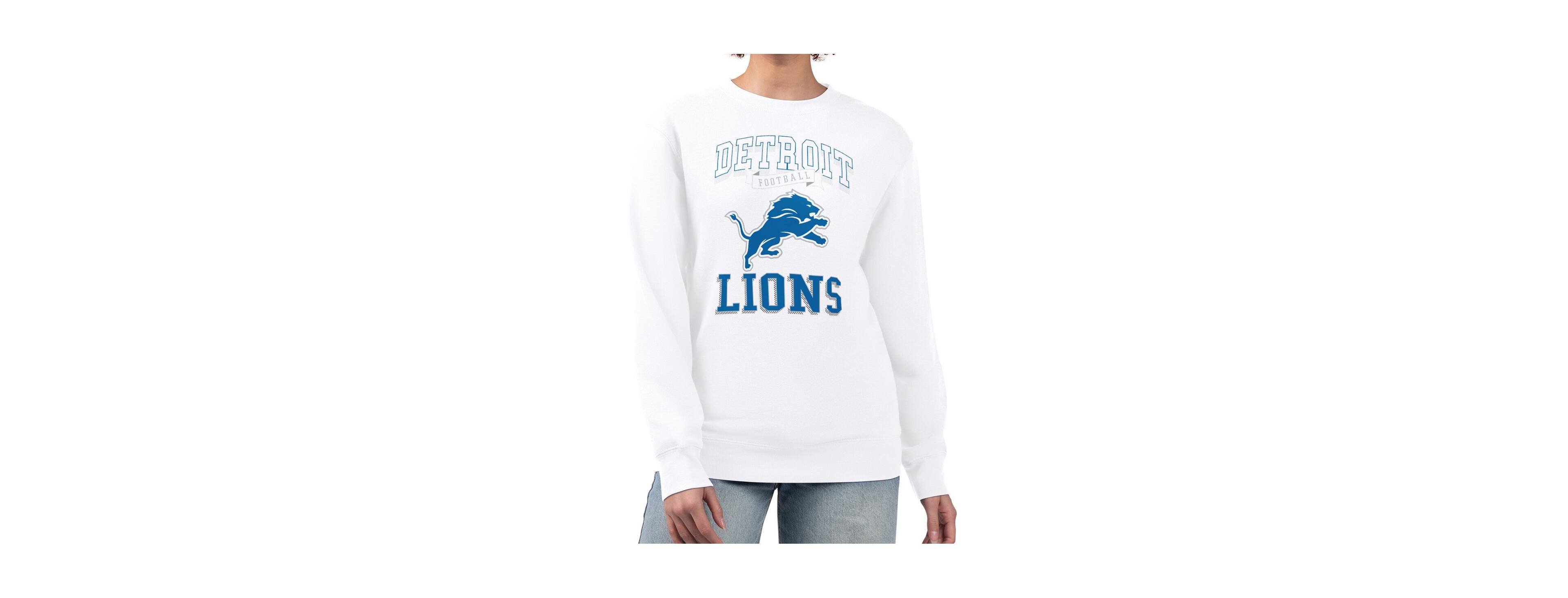 G-iii 4Her by Carl Banks Women's White Detroit Lions Team Logo Graphic Tri-Blend Pullover Sweatshirt