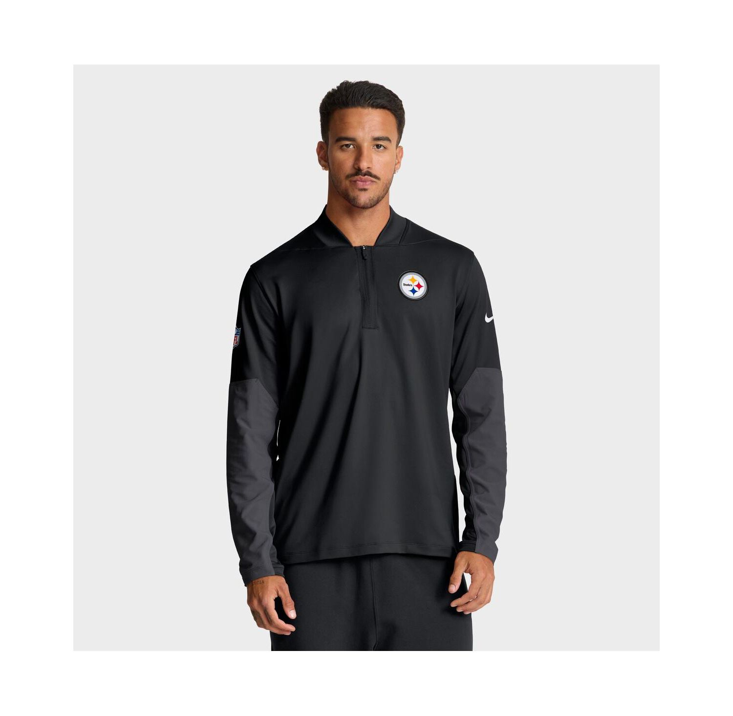 Men's Black Pittsburgh Steelers Sideline Dri-FIT Half-Zip Pullover Hoodie