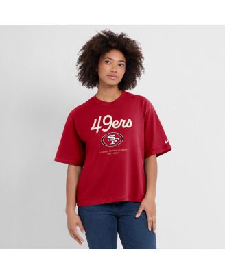Nike - Women's Scarlet San Francisco 49ers Essential Script Relaxed Boxy T-Shirt