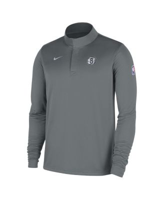 Men's Gray Brooklyn Nets 2025/26 Authentic Coaches Quarter-Zip Dri-Fit Sweatshirt