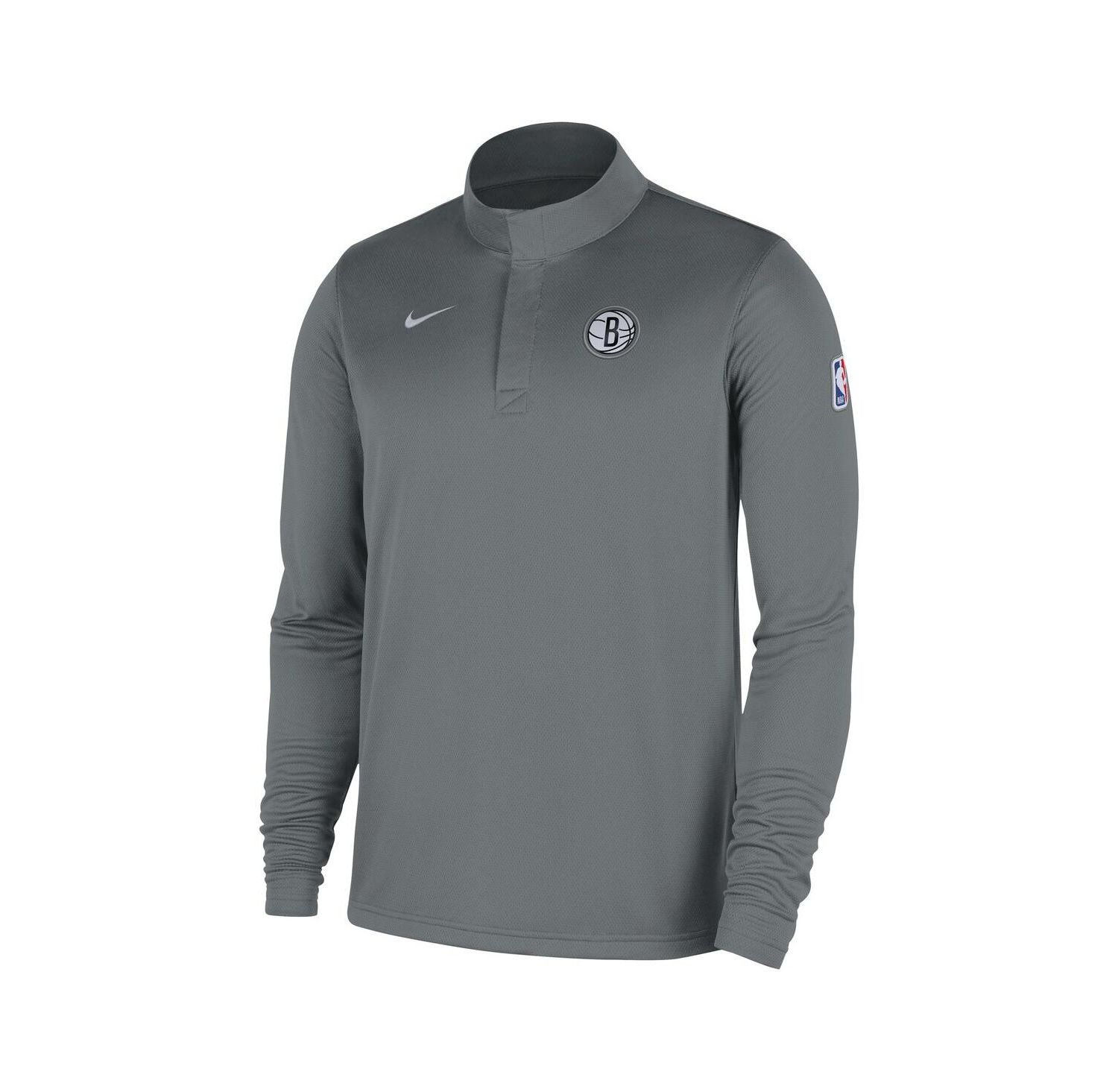 Men's Gray Brooklyn Nets 2025/26 Authentic Coaches Quarter-Zip Dri-Fit Sweatshirt