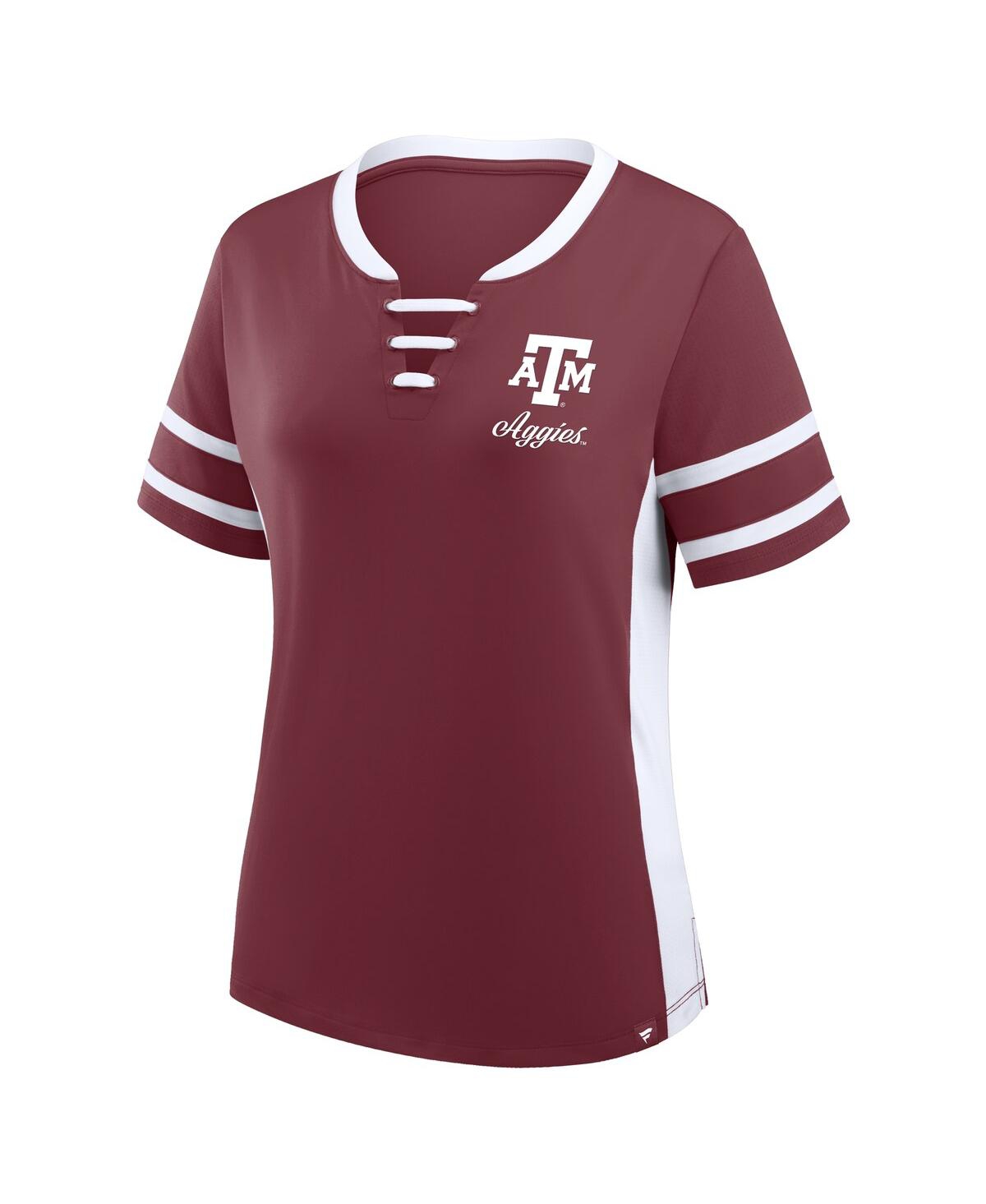 Fanatics Women's Maroon/white Texas A M Aggies Be Fearless Athena Lace-up T-shirt In Burgundy