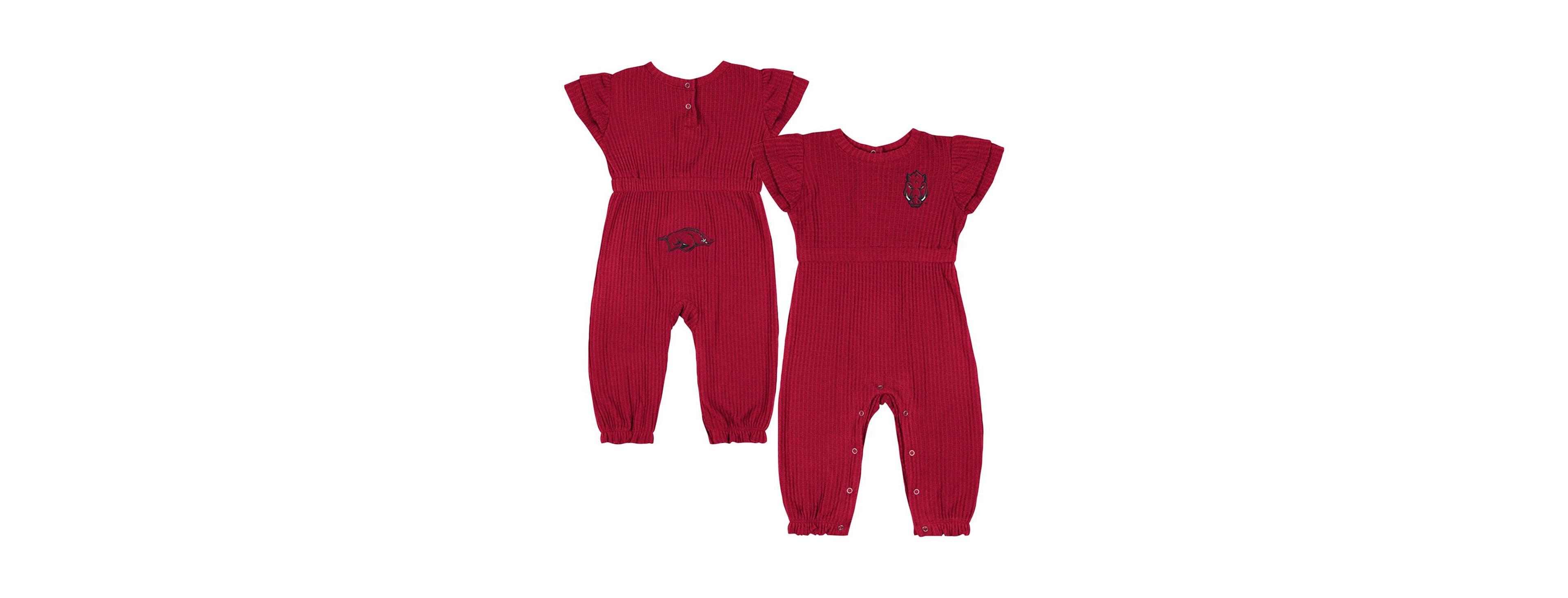 Colosseum Baby Boys and Girls Cardinal Arkansas Razorbacks Beautopia Waffle Knit Romper