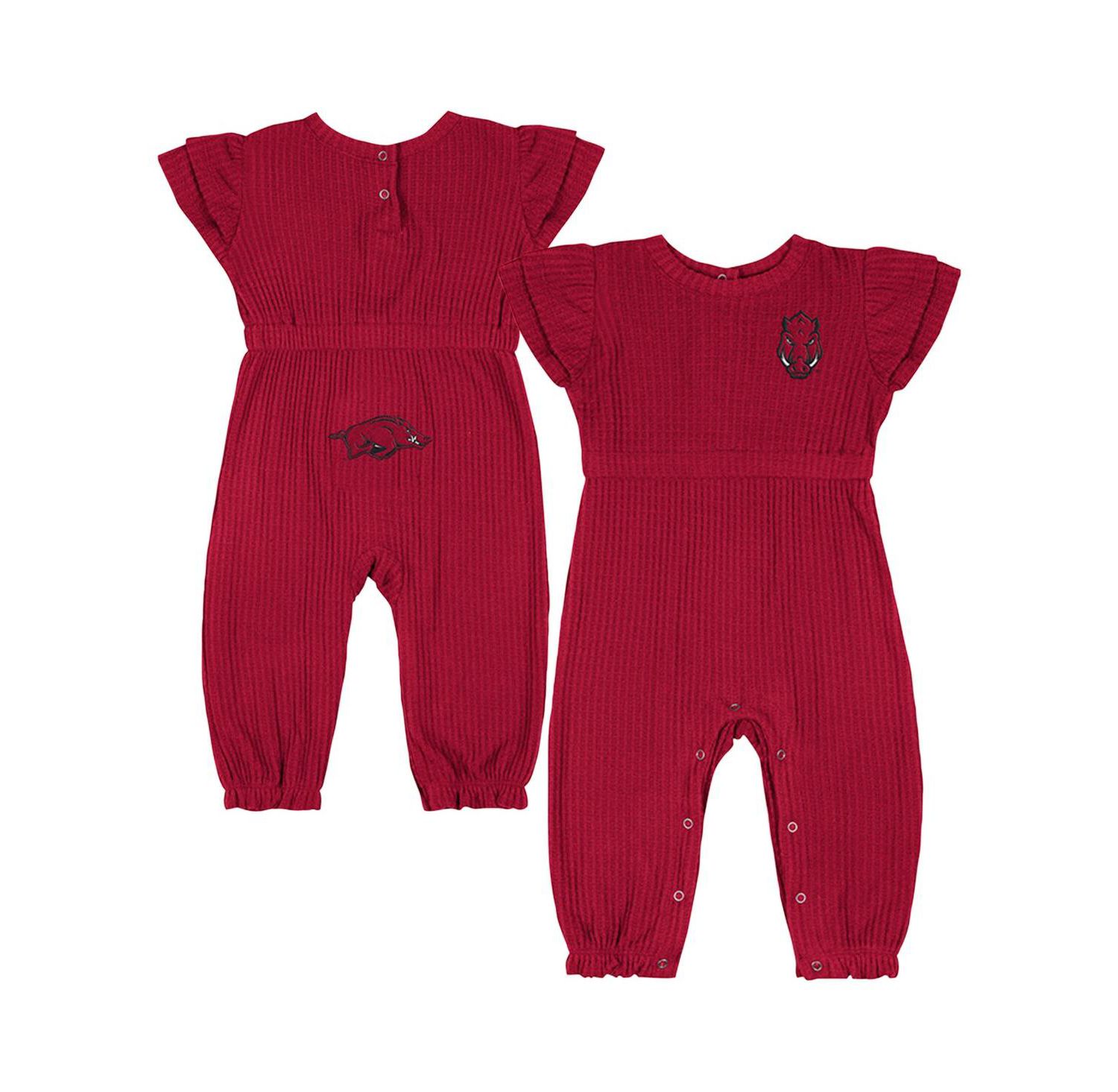 Baby Boys and Girls Cardinal Arkansas Razorbacks Beautopia Waffle Knit Romper