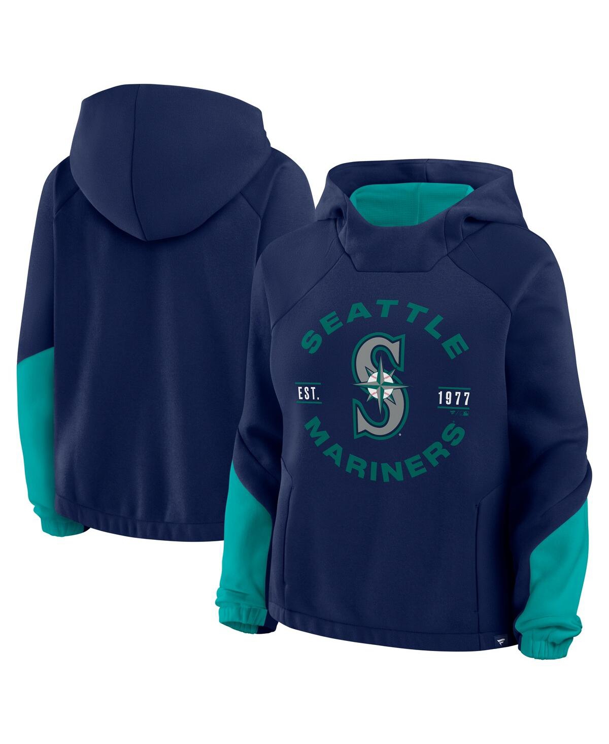 Fanatics Women's Navy Seattle Mariners Oversized Time To Win Pullover Hoodie In Blue