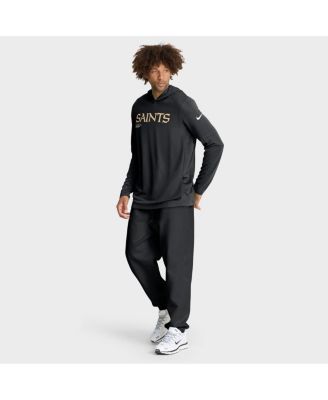 Men's Black New Orleans Saints Sideline Pure Fury Dri-FIT Long Sleeve Hoodie T-Shirt