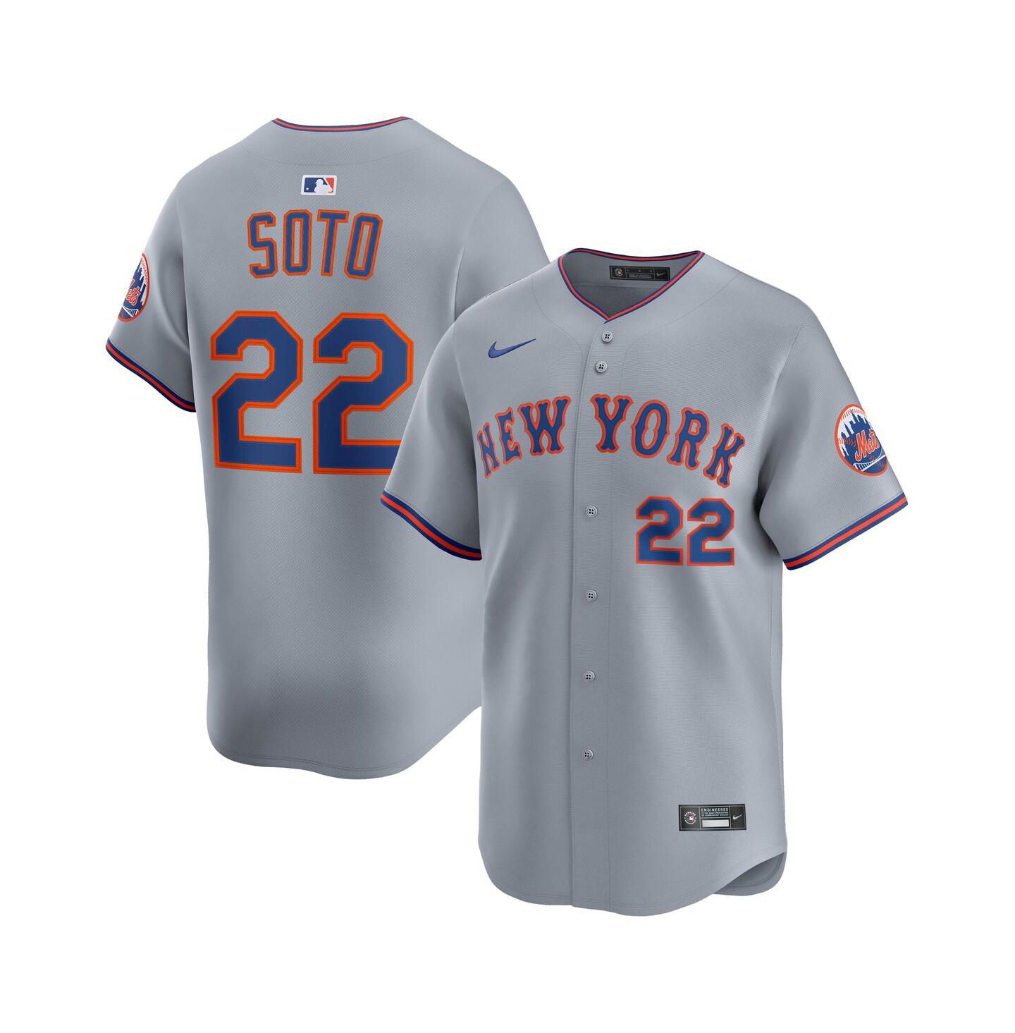 Мужской топ Nike Juan Soto Gray New York Mets Road Limited Player Jersey — фото 1