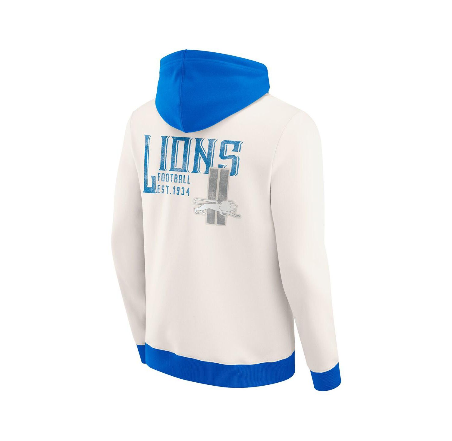 Darius Rucker Collection by Men's Cream Detroit Lions Distressed Graphics Full-Zip Hoodie