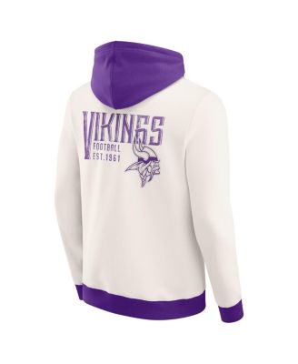 Darius Rucker Collection by Men's Cream Minnesota Vikings Distressed Graphics Full-Zip Hoodie