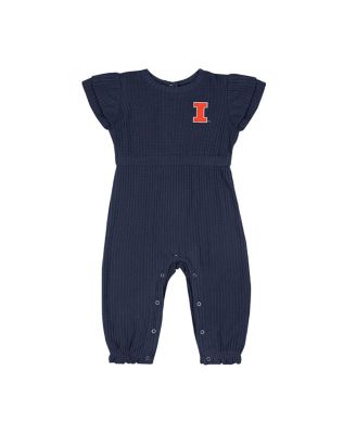 Baby Boys and Girls Navy Illinois Fighting Illini Beautopia Waffle Knit Romper