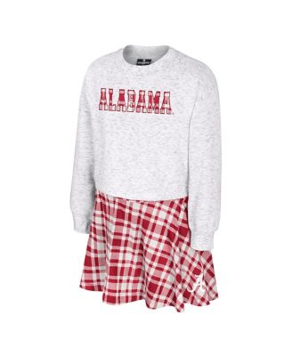 Big Girls 2-Piece Gray Alabama Crimson Tide Marceline Plaid Skirt and Top Set