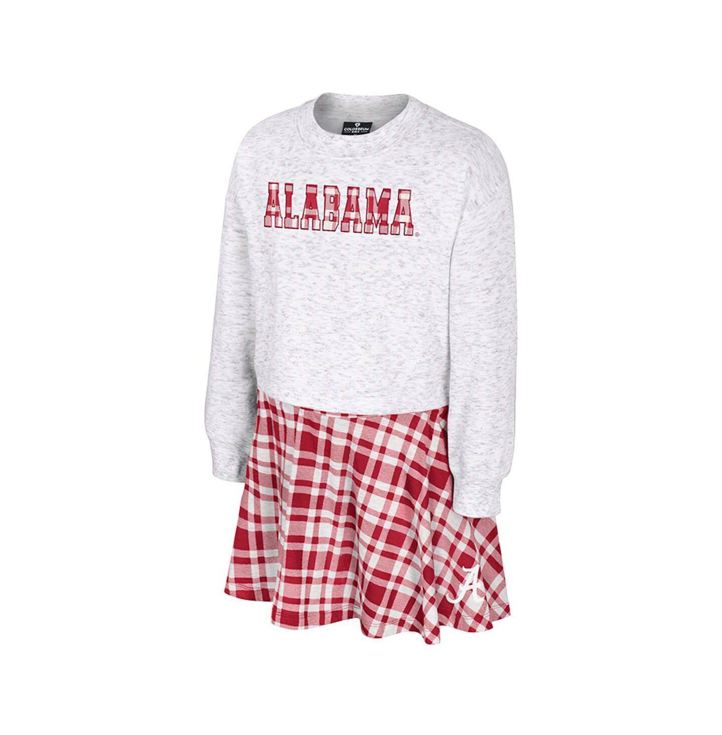 Colosseum Big Girls 2-Piece Gray Alabama Crimson Tide Marceline Plaid Skirt and Top Set — фото 2