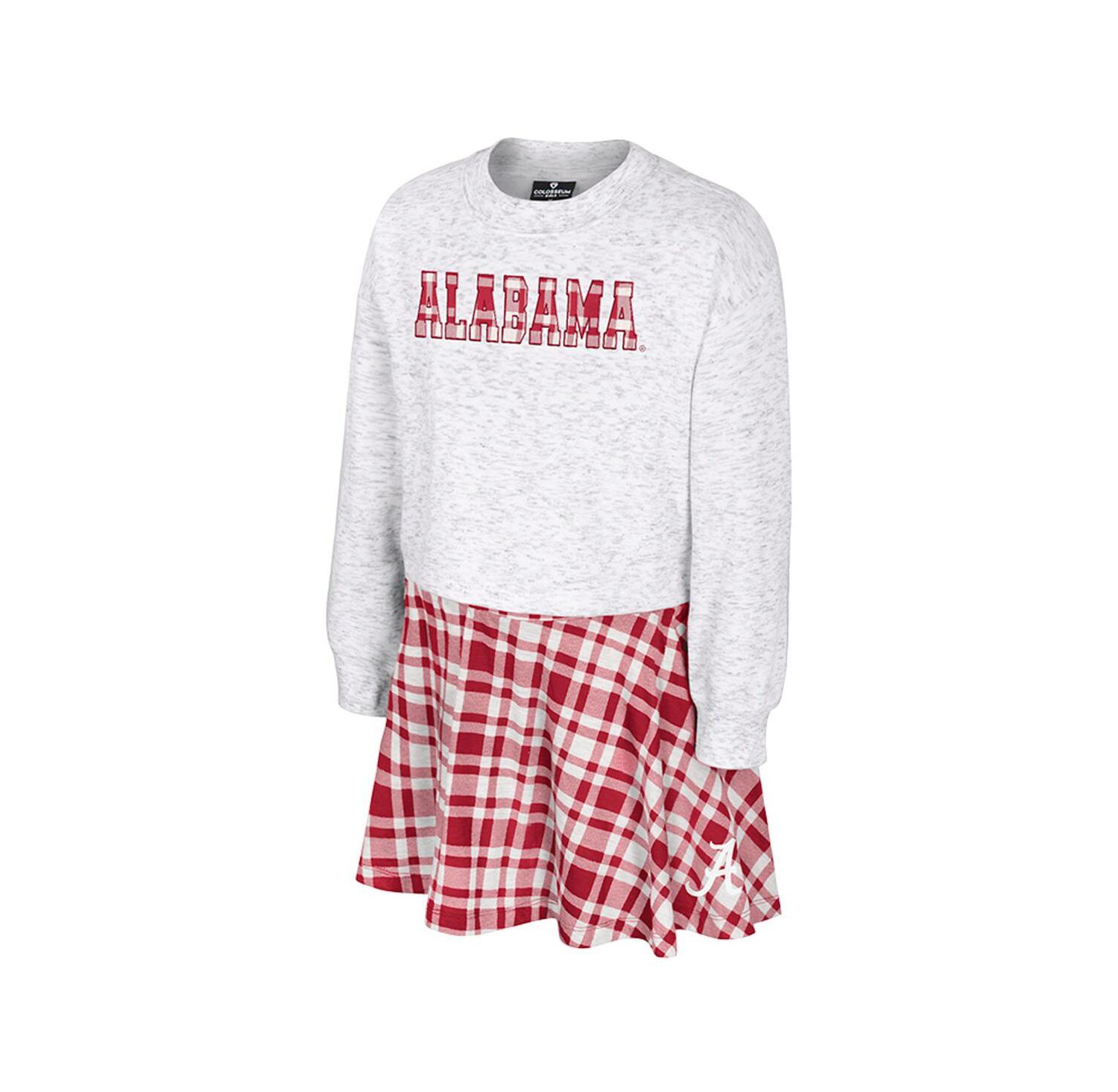 Big Girls 2-Piece Gray Alabama Crimson Tide Marceline Plaid Skirt and Top Set