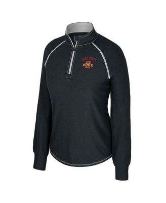 Women's Black Iowa State Cyclones Bikram Raglan Quarter-Zip Sweatshirt