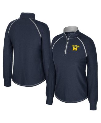 Colosseum - Women's Navy Michigan Wolverines Bikram Raglan Quarter-Zip Sweatshirt