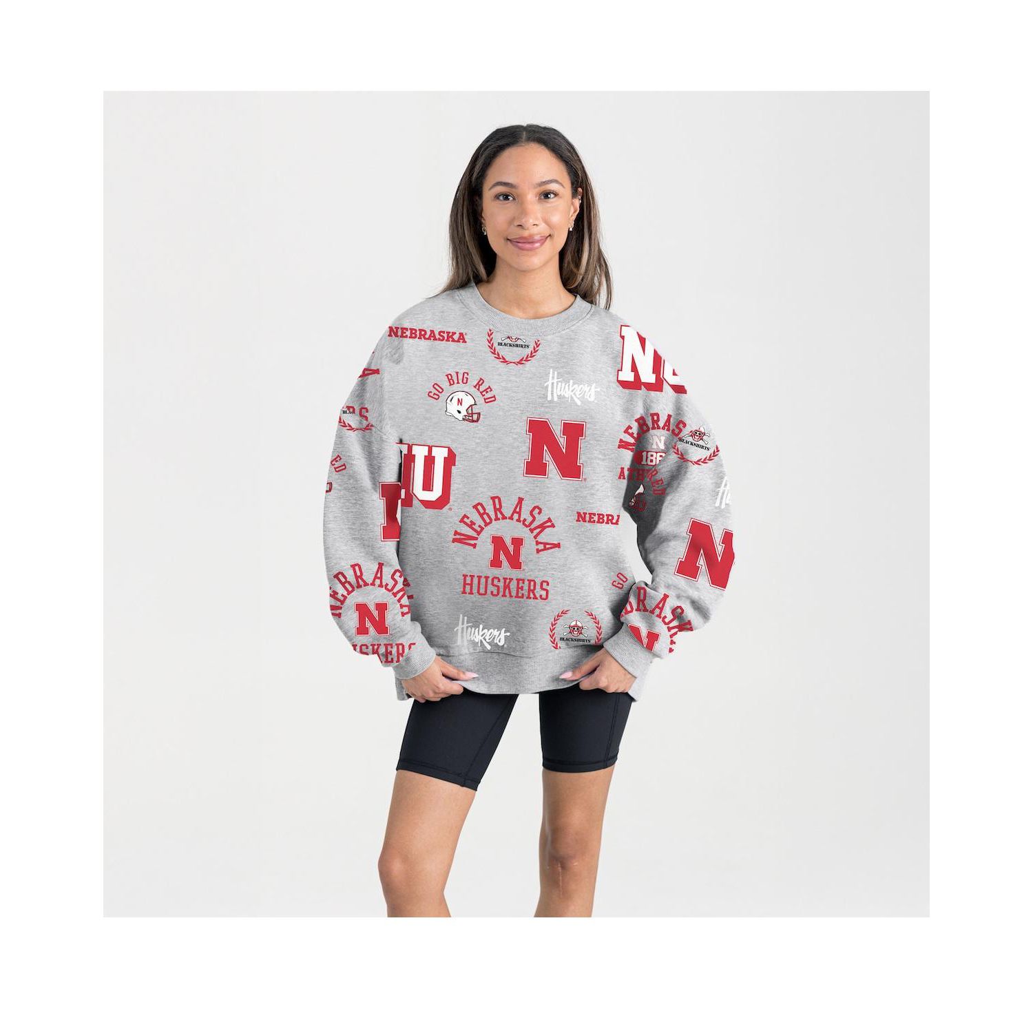 Women's Gray Nebraska Huskers Always on Repeat Fleece Sweatshirt
